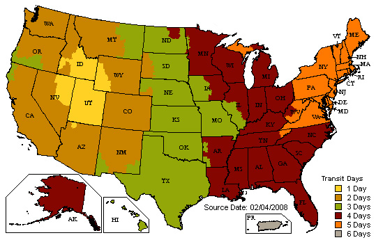 UPS Shipping times for Snow Guards